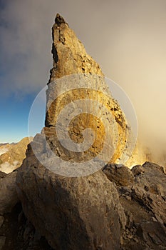 High rock from a rocky port La Breche de Roland, border between France and Spain, Pyrenees