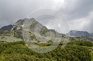 Vysoké skalnaté štíty národný park Vysoké Tatry s horskou dolinou. Slovensko