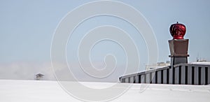 High roof views. chimneys and snow cover. minimalist photo.