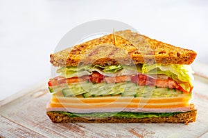 High Sandwich with Ham and Cheese