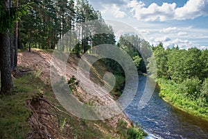 High sandy bank of the Polomet River