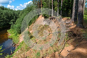 High sandy bank of the Polomet River