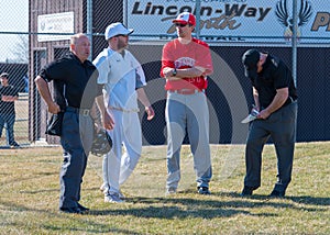 High school baseball coaches and umpires