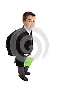 High school boy with backpack bag