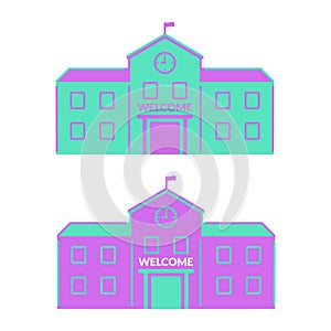 High school building icon vector college education