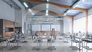 High school classroom interior.