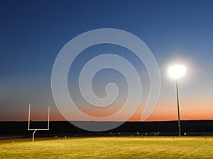High school football field sunset during Spring Pandemic