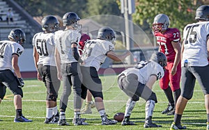 High School football teams facing off