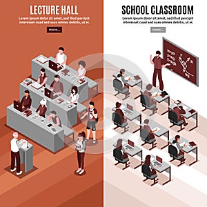 High School Isometric Vertical Banners