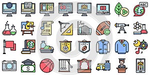 High school related filled vector icon set 2