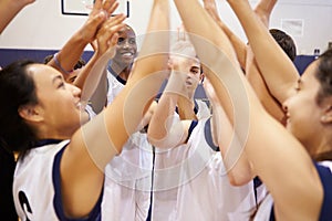 High School Sports Team Celebrating In Gym