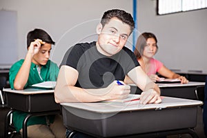 High school student in class