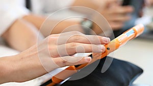 Students using digital technology in the classroom.