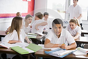 High school students in class