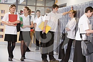 High school students by lockers