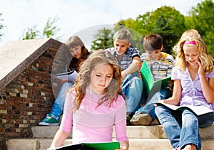 High school students studying