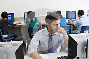 High School Teacher In Computer Lab