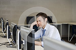 High School Teacher in Computer Lab