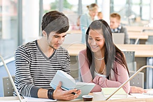 High school - two students read book