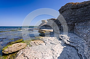 High sea coast Cliffs on Oland island photo