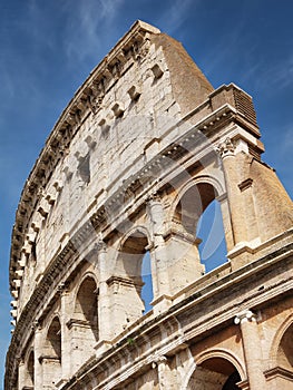 High section colosseum or coloseum in Rome Italy daytime