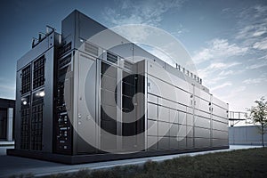 high-security data center with hardened exterior and security system