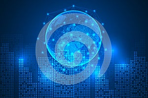 High security and protection by padlock technology abstract background.