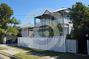 High set timber frame suburban queenslander home