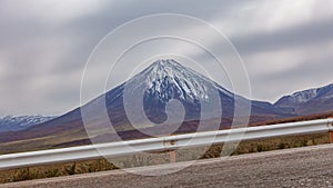 High slope road and Licancabur volcano time lapse