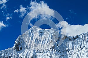 High snow mountains of Cordillera Blanca in Peru