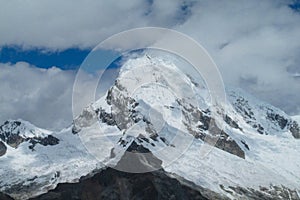 High snow mountains in Peru, Huascaran national park in Cordillera Blanca