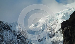 High snow mountains in Peru, Huascaran national park in Cordillera Blanca