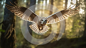 High-speed Barred Owl Flight In Forest Real Image 8k Resolution