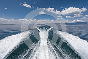 High-speed boat on the lake