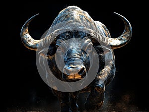 High-Speed Buffalo Charging Forward photo