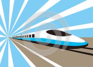 High speed bullet train coming out, modern flat design, vector illustration