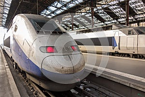 High speed bullet train at the railway station