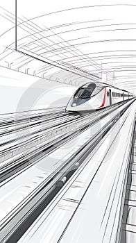 High-Speed Bullet Train on Sleek Tracks AI Generated