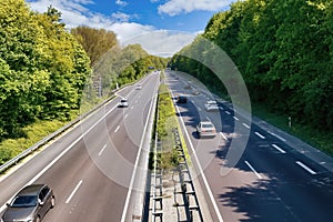 High-speed cars on the expressway, 4 lanes