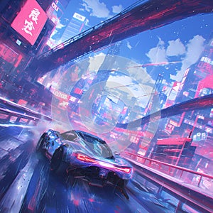 High-Speed Chase in Futuristic Cityscape