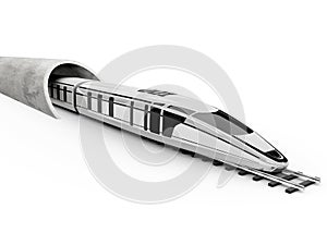 High speed commuter train, 3d illustration isolated white