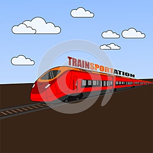 High Speed Commuter Train vector Illustration