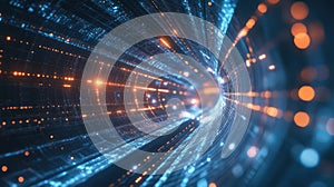 High speed data flowing through digital information tunnel
