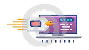 High-Speed Data Transfer from Laptop, Digital Connectivity, Fast Computing, vector design Generative AI