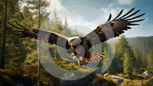 High-speed Eagle Soaring Over Norwegian Forest In Stunning 8k