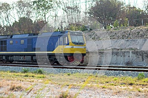 High Speed Electric train. Cargo train platform with freight train container at depot in port use for export logistics background.