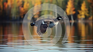 High-speed Flight Of Common Loon In Forest - Real Image (8k