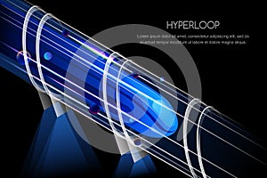 High speed futuristic magnetic train. Hyperloop vector illustration. Future express railroad and transport concept photo