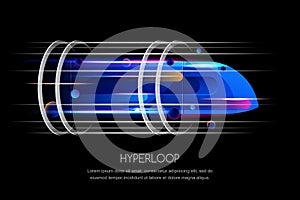 High speed futuristic train, hyperloop, dynamic illustration. Future express transport trendy design concept photo