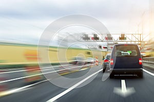 High speed highway, car speed repair in the tunnel.